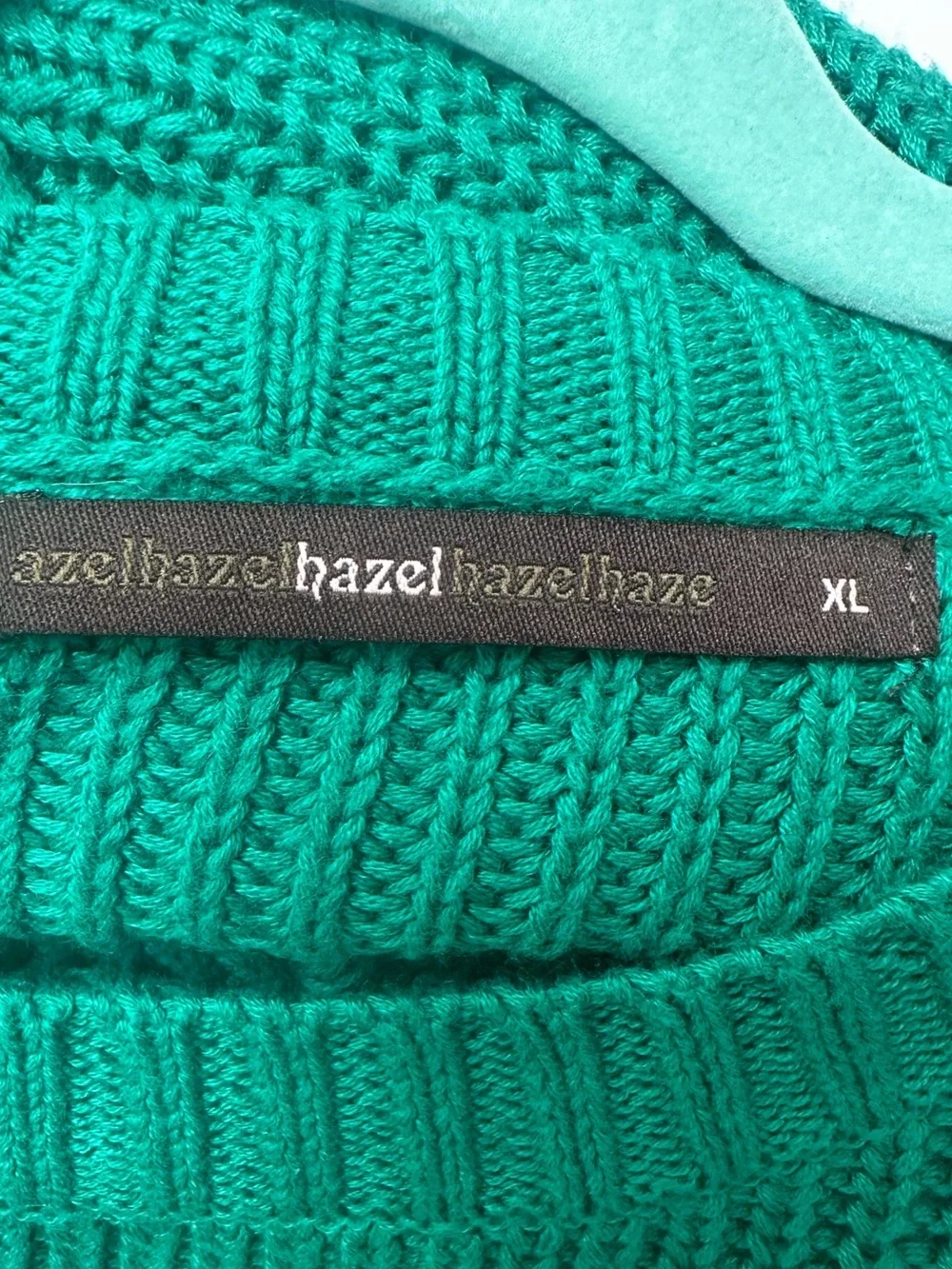 Hazel Haze | Cable Knit Sweater XL Green Cotton Blend Chunky Knit Oversized Cozy